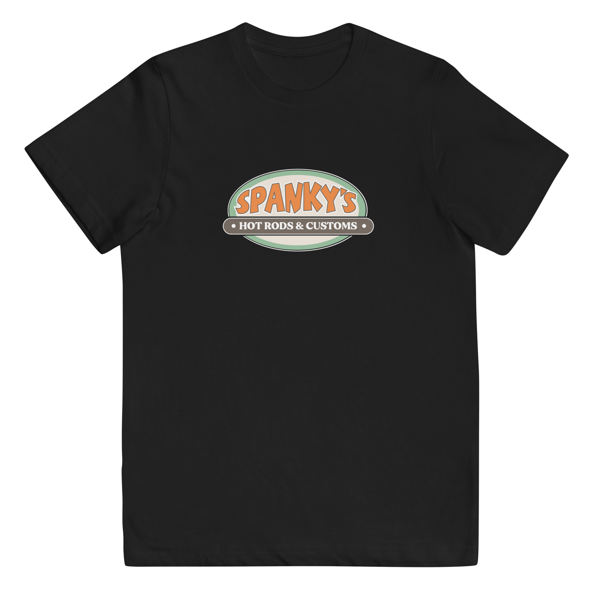 Spanky’s Simple Logo – Youth T-Shirt in Black – Spanky's Hot Rods
